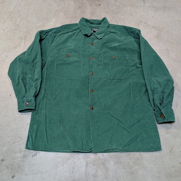 Ralph Lauren Other - VTG Ralph Lauren Country Corduroy Shirt Mens L Loop Collar Green Flaws